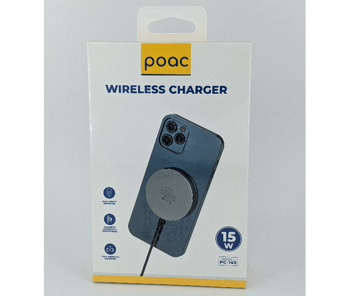 Poac PC-145 15 Watts Magnetic Wireless Charger - Silver - Zoom Image 2