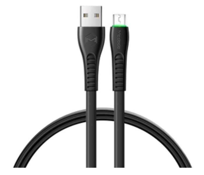 Mcdodo CA-6751 1.2m Flying Fish Series Micro USB Data Cable with LED Light -Black - Zoom Image