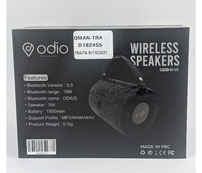 Odio OD525 Portable Wireless Speaker Bluetooth - Black - Zoom Image 4