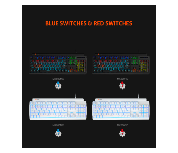 Meetion MT-MK600MX Mechanical RGB Backlit Gaming Keyboard with Blue Switch - Black - Zoom Image 3