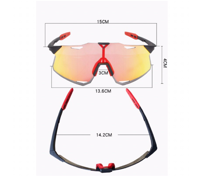 KBY Sagan 100 Percentage S5 Cycling Sunglasses With UV400 Protection 3 Lens Set - Black And Red - Zoom Image 3