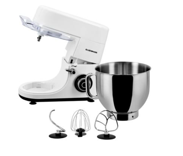 Olsenmark OMSM2471 Kitchen Machine with Dough Hook Whisk and Beater - White and Silver - Zoom Image 3