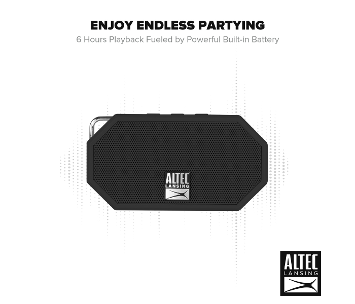 Altec Lansing IMW258N-BLK Mini H2O 3 Rugged Bluetooth Speaker  - Black - Zoom Image 3