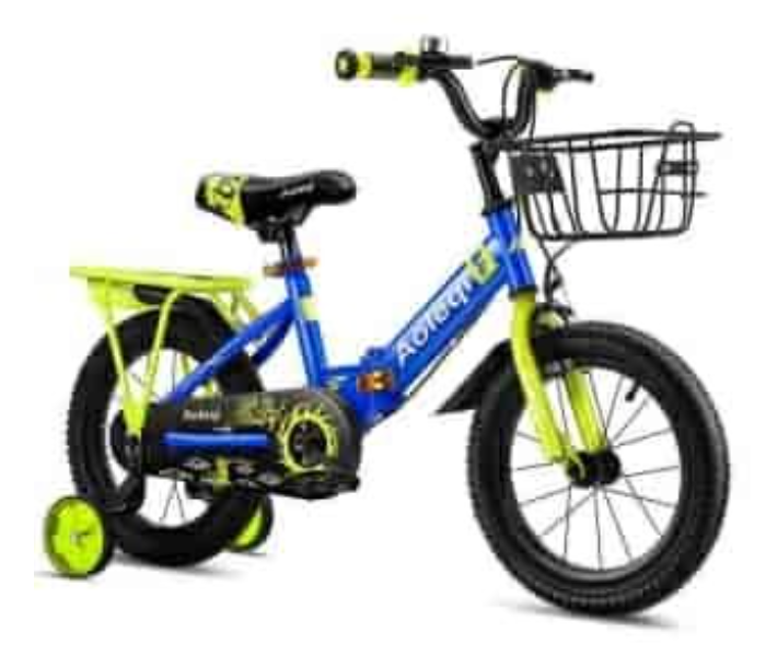 DC16YJ-1 16 Inch Fast Rolling Bicycle with Training Wheels and Basket - Black and Blue - Zoom Image