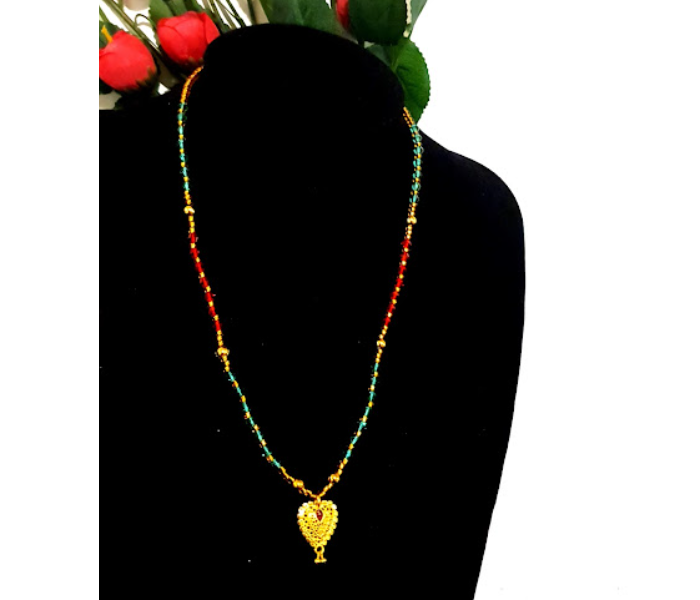 Strabella NC4-09 Beautiful Crystal Beads Chain With Gold Plated Pendant for Women - Golden - Zoom Image