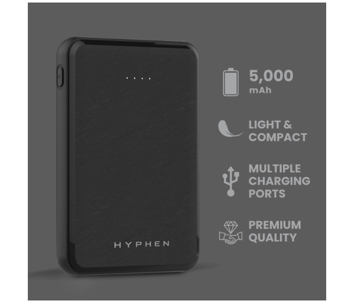 Hyphen HPB-5BLK1944 X Pocket 5000 mAh Power Bank - Black - Zoom Image 7