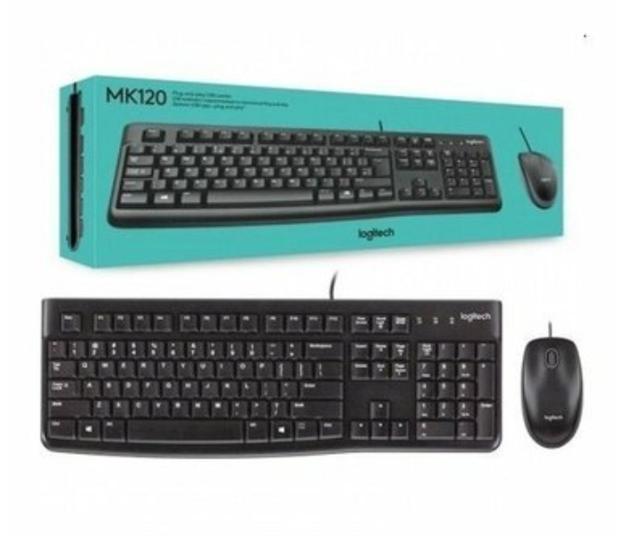 Logitech MK120 USB Plug and Play Wired Keyboard and Mouse Combo - Black - Zoom Image 1