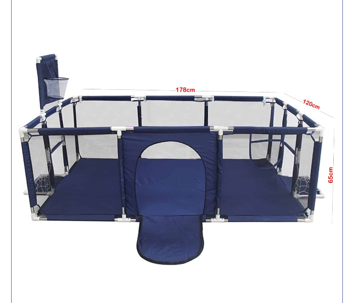 524-4 Baby Playpen Rectangle Fence - Navy Blue - Zoom Image