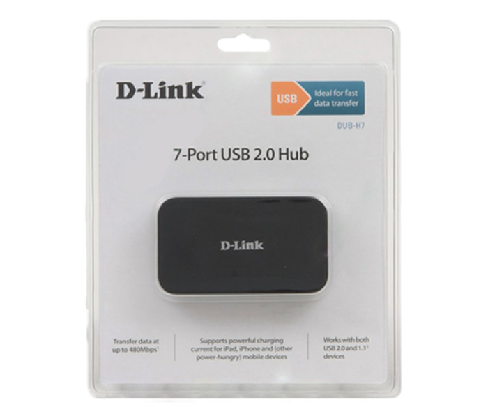 D-link DUB-H7 7-Port USB 2.0 Hub Powered by USB-Bus - Black - Zoom Image 2