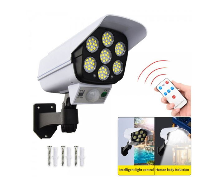 3 Modes Motion Sensor Solar Simulation Camera Wall Lamp Remote Control Outdoor Wall Light - White and Black - Zoom Image 10