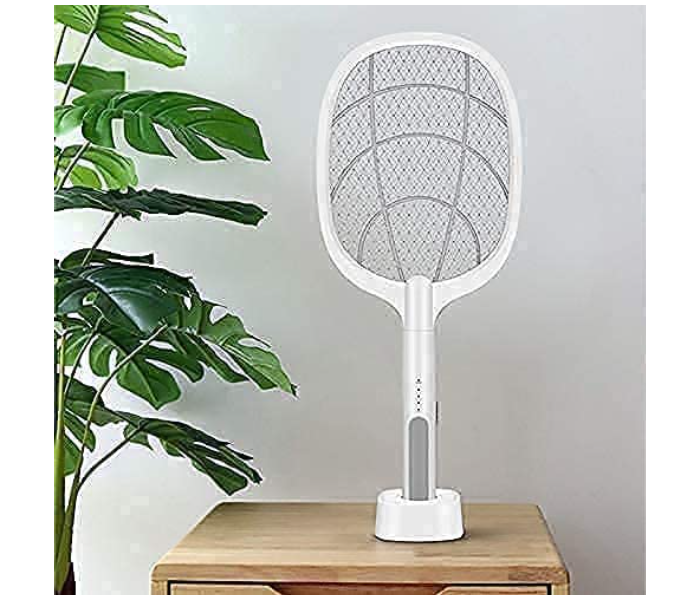 1200mAh Rechargeable Handheld Electric Insect Killer Racket Bat with UV Light Lamp and USB Charging Base - White - Zoom Image 3