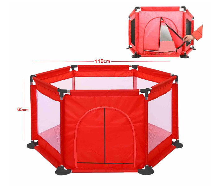 Baby Hexagon Safety Fence Playpen 324-1 - Red - Zoom Image