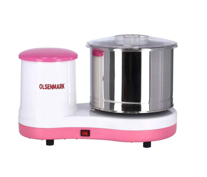 Olsenmark OMWG2453 Wet Grinder with 1Litre Stainless Steel Drum -White and Pink - Zoom Image 1