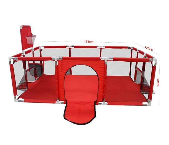 524-4 Baby Playpen Rectangle Fence - Red - Zoom Image