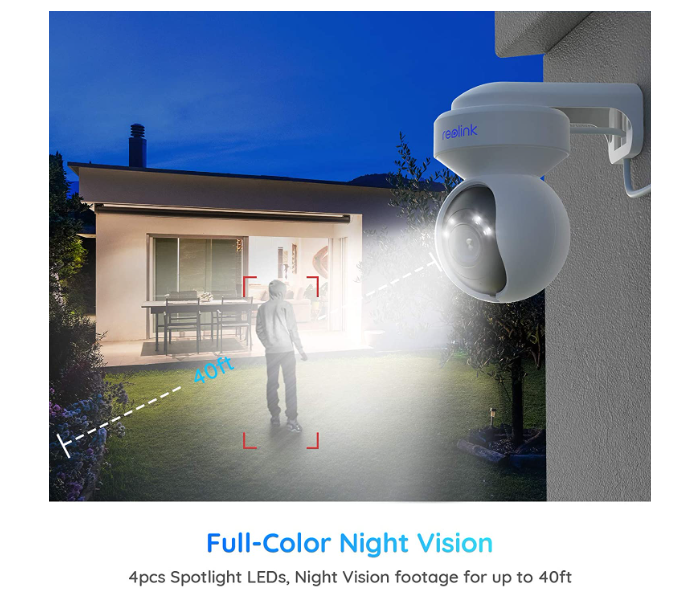 Reolink E1 Outdoor 5 MP PTZ Wifi Ultra HD Color Night Vision Outdoor Camera - White - Zoom Image 4