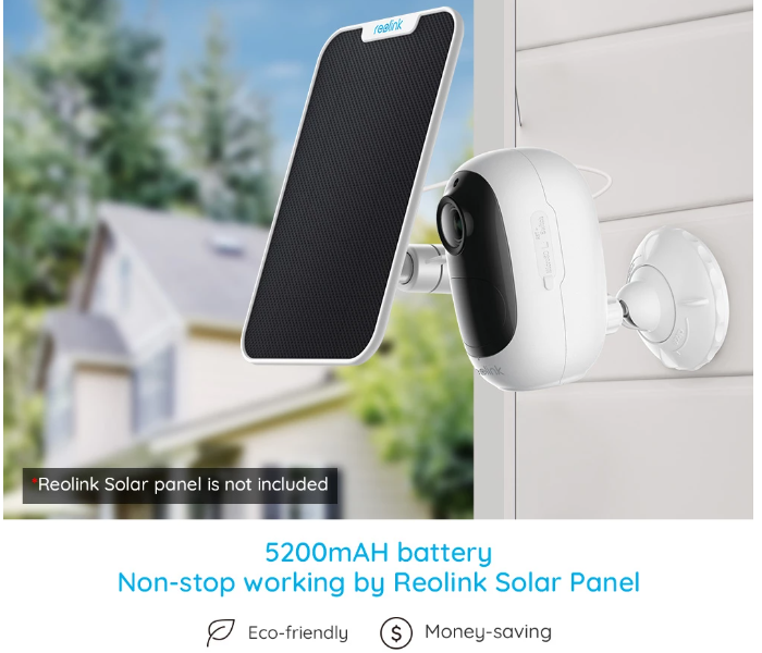 Reolink Argus 2E Solar Power Panel Wireless HD 2 MP Wifi Outdoor Camera - White - Zoom Image 2