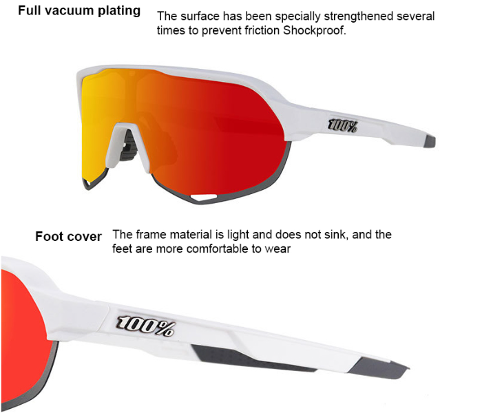  KBY Sagan 100 Percentage S2 Cycling Sunglasses With UV400 Protection 3 Lens Set - White And Red  - Zoom Image 3