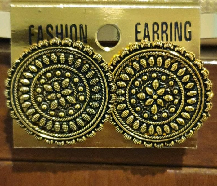 Strabella ER2-12 Beautiful Antique Earring for Women - Golden - Zoom Image