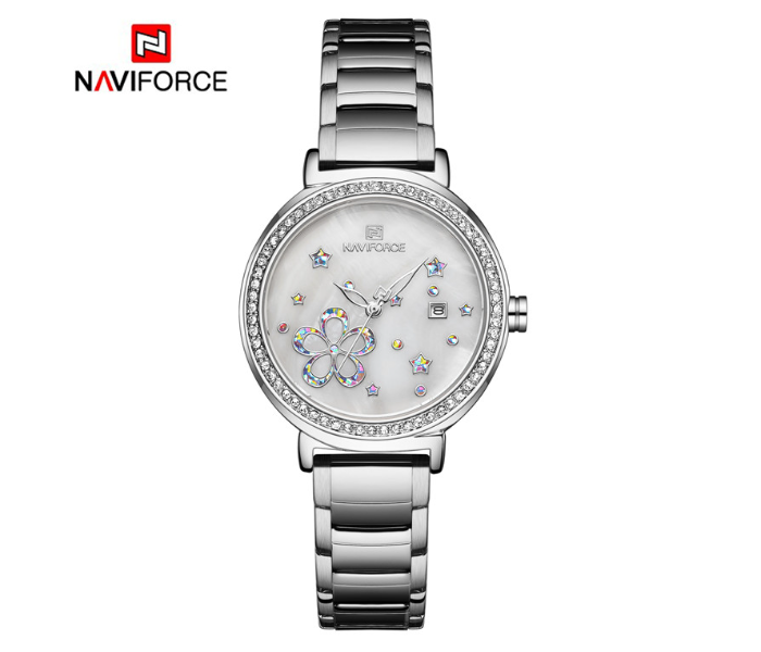 Naviforce 5016 Ladies Stylish Chain Watch - Silver - Zoom Image