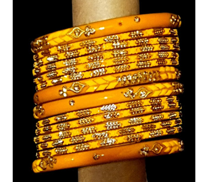 Strabella BL20-2 Beautiful 2.6 Glass Bangles  for Women - Yellow - Zoom Image