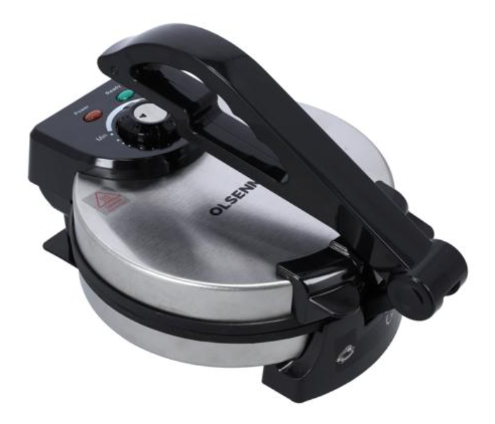 Olsenmark OMCM2467 1200Watts 8 Inch Non Stick Chappathi Maker - Black and Silver - Zoom Image 1