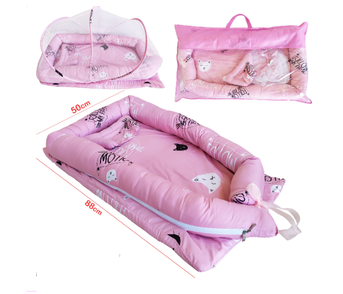 Baby Nest Bed With Pillow 280-1 - Pink - Zoom Image