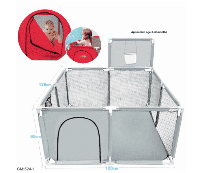 524-1 Baby Playpen Square Fence - Grey - Zoom Image