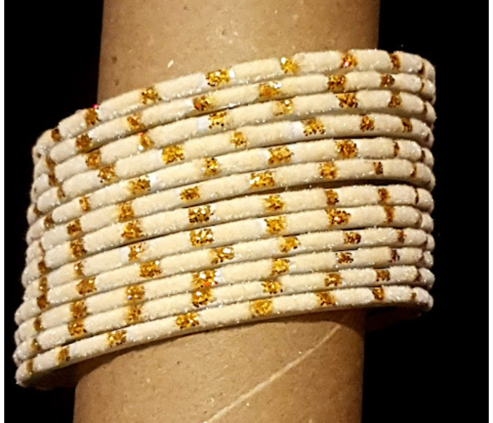 Strabella TB2-3 Beautiful 2.6 Velvet Glass Bangles  for Women - White - Zoom Image