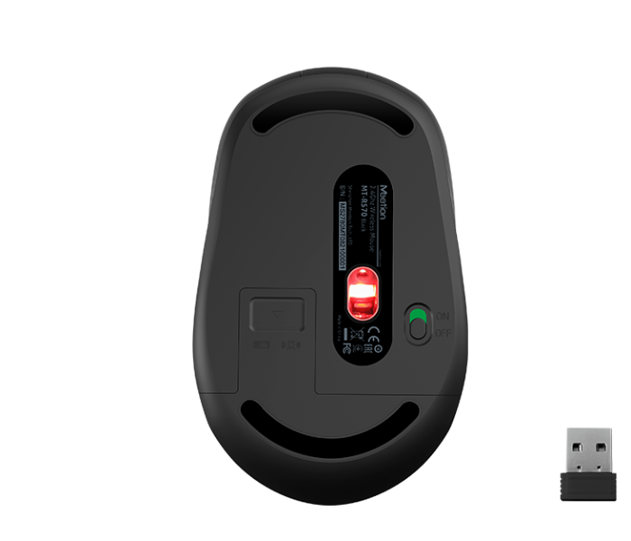 Meetion MT-R570 2.4Ghz Wireless Mouse 4 Buttons 5 Colors Silent Portable And Great For Laptops - Black - Zoom Image 2