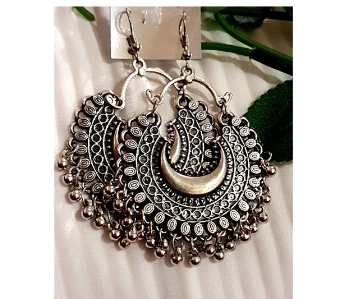 Strabella ER3-05 Beautiful Oxidised Earrings for Women - Silver - Zoom Image