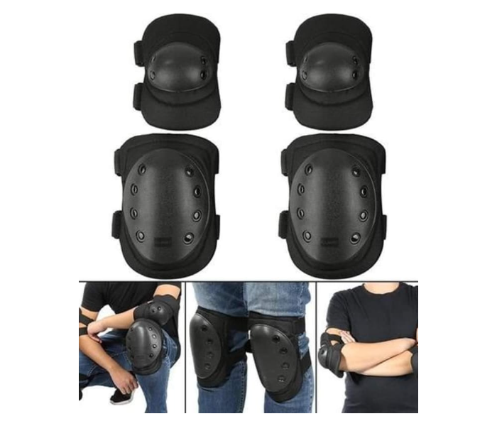 High Quality Knee Elbow and Arm Protection Kit - Black - Zoom Image 1