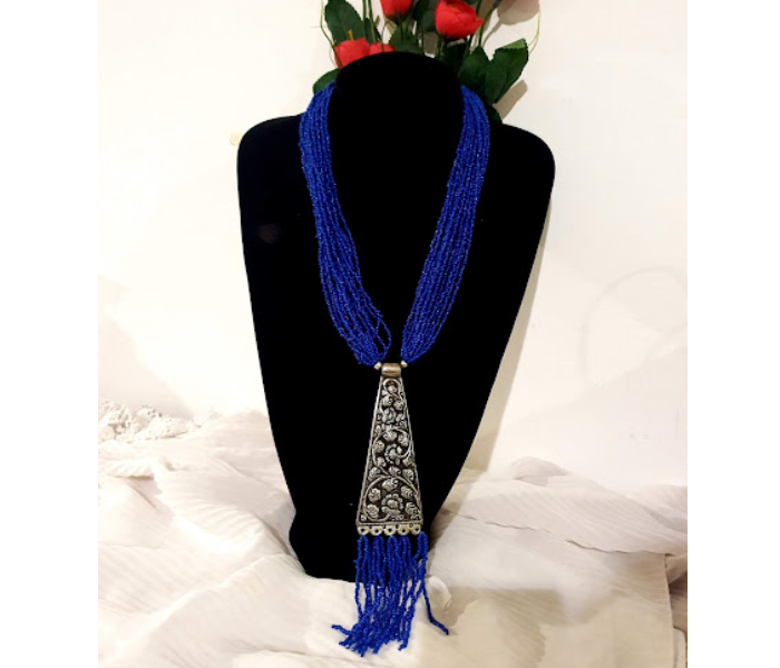 Strabella NC3-06a Beautiful Layered Beaded Necklace With Pendant for Women - Blue - Zoom Image