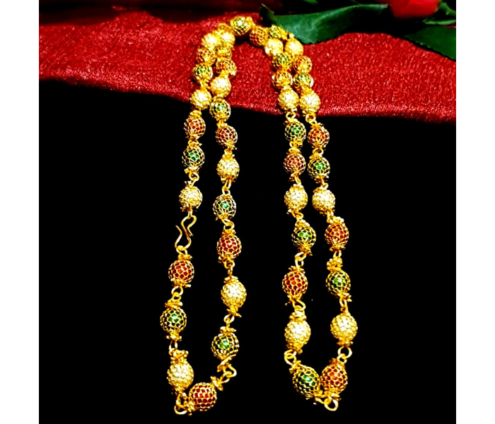 Strabella NC1-30 26 Inch Beautiful Gold Plated Necklace With Beads for Women - Golden - Zoom Image