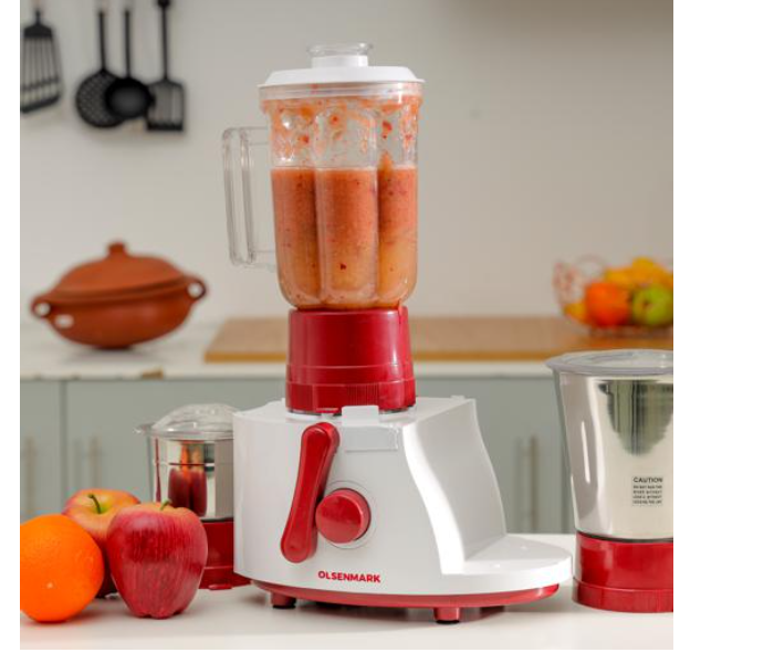 Olsenmark OMSB2488 750Watts 4-in-1 Juicer Mixer Grinder - Red and White - Zoom Image 2