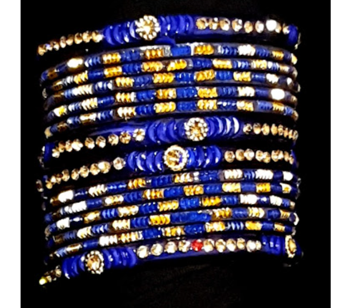 Strabella BL39-1 Beautiful 2.8 Velvet Glass Bangles  for Women - Blue - Zoom Image