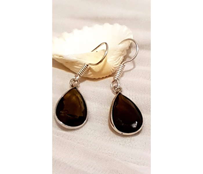 Strabella B4-08 Elegant Single Stone German Silver Earring for Women - Coffee Brown - Zoom Image