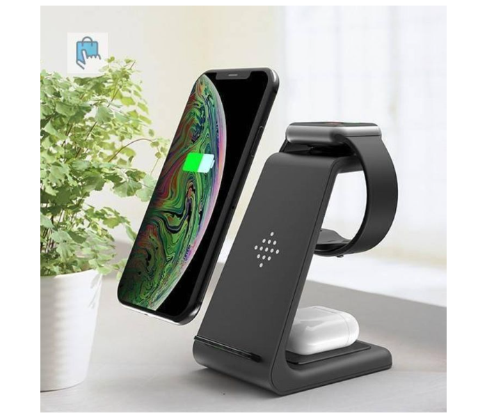 3 In 1 Wireless Charging Station Compactable - Black - Zoom Image 1