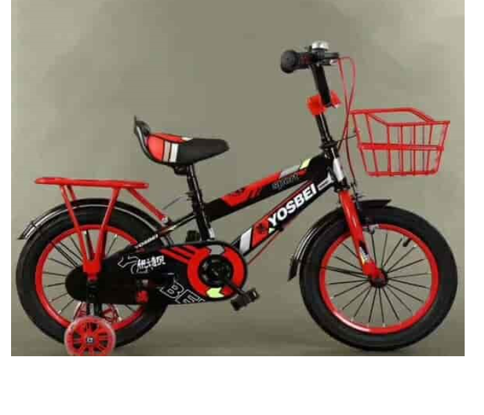 HDW16-2 16 Inch Fast Rolling Bicycle with Training Wheels and Basket - Black and Red - Zoom Image