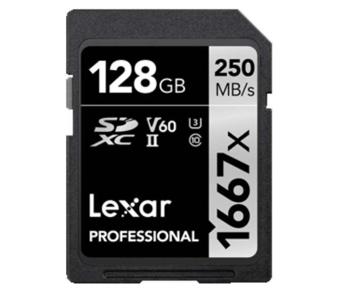 Lexar Professional 1667x SDXC 128GB MemoryCard with 250Mbps - Zoom Image