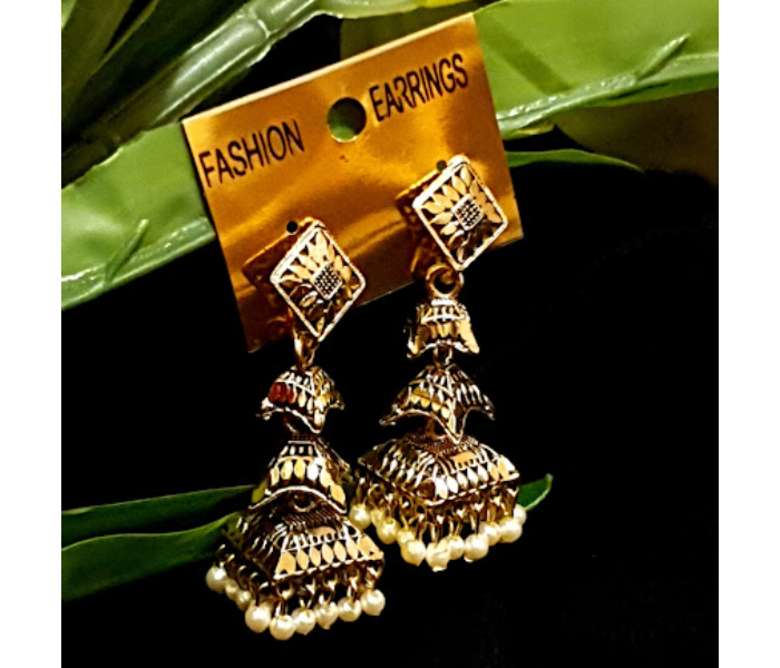 Strabella ER2-05 Beautiful Layered Earrings for Women - Golden - Zoom Image