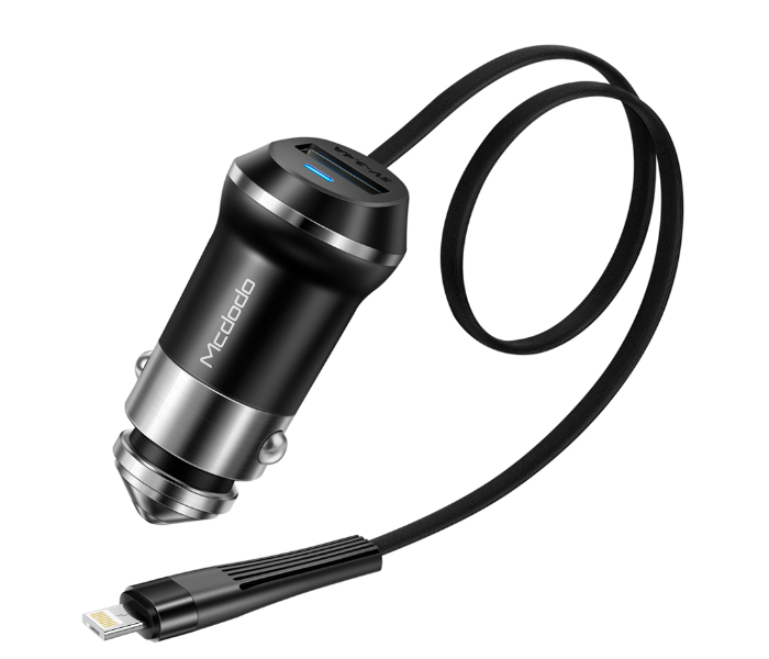 Mcdodo CC-3480 Jazz Series 5V 3.4A USB Car Charger with 2 in 1 Micro 1.2m USB Lightning Cable - Black - Zoom Image 2