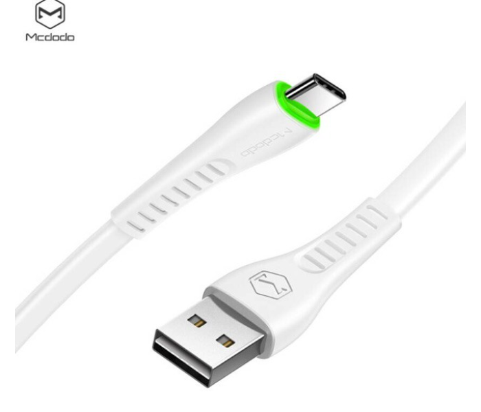 Mcdodo CA-6430 1.2m Flying Fish Type-C Data Cable with LED Light - White - Zoom Image 1