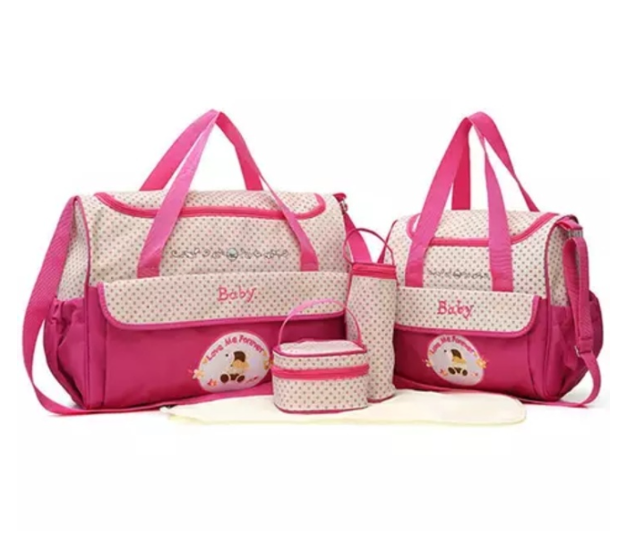 Vavas KFMY-26 Stylish Polyester Baby diaper Bag Combo Set - Pink - Zoom Image