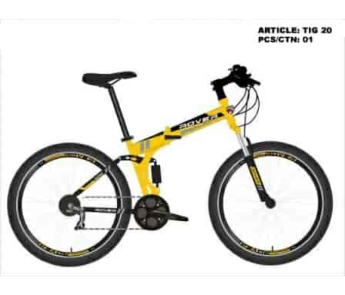 TIG 20 20 Inch MTB Fast Rolling Ride On Mountain Bike - Black and Yellow - Zoom Image