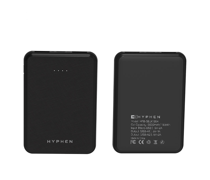 Hyphen HPB-5BLK1944 X Pocket 5000 mAh Power Bank - Black - Zoom Image 3