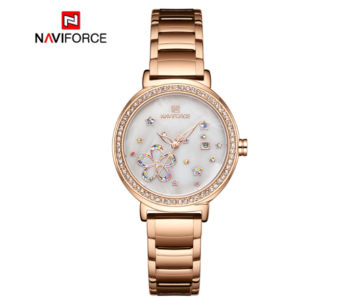 Naviforce 5016 Ladies Stylish Chain Watch - Rose Gold - Zoom Image