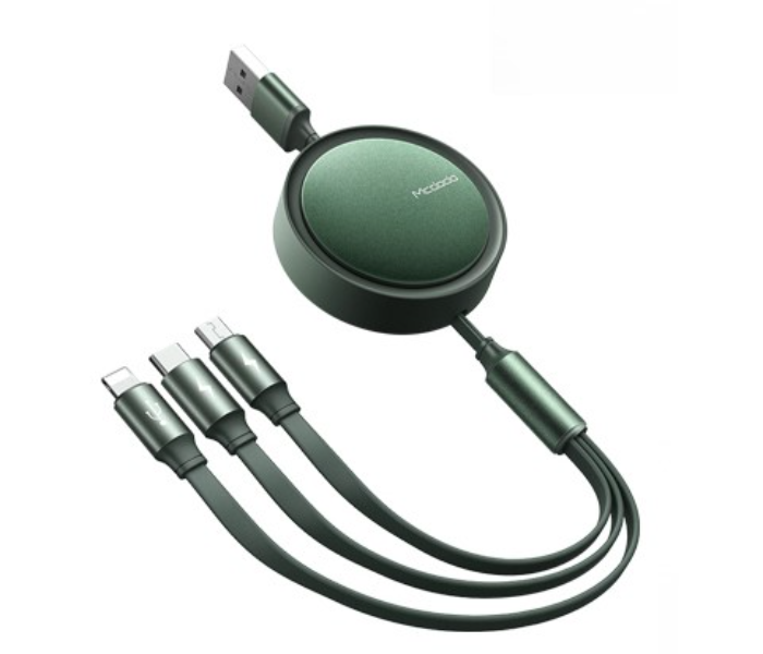 Mcdodo CA-7250 1.2m 3 in 1 Retractable Cable - Green - Zoom Image