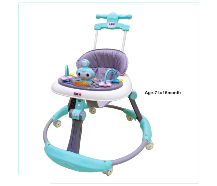 Baby Walker With Handle 261-2  - Blue and White - Zoom Image