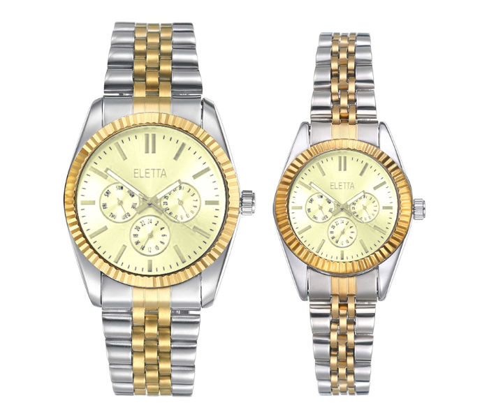 Rio Double Color Strap Couple Watch - Gold - Zoom Image