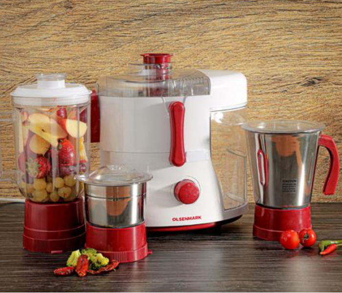 Olsenmark OMSB2488 750Watts 4-in-1 Juicer Mixer Grinder - Red and White - Zoom Image 1